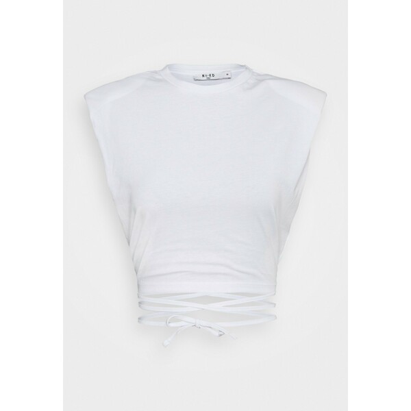 NA-KD SHOULDER PADDED DETAIL T-shirt z nadrukiem white NAA21D0AV