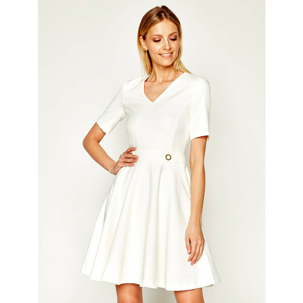 Trussardi Sukienka koktajlowa Technical 56D00362 Biały Regular Fit