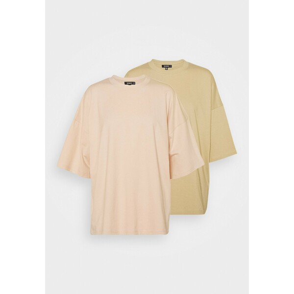 Missguided DROP SHOULDER OVERSIZED 2 PACK T-shirt basic pastel pink/khaki M0Q21D0MC