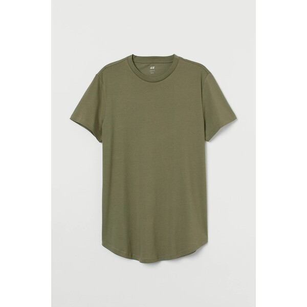 H&M T-shirt Long Fit 0598755068 Zieleń khaki