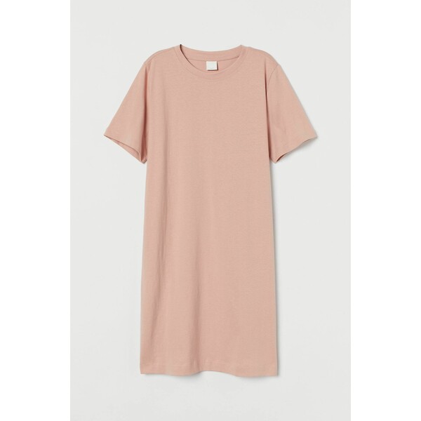 H&M Bawełniana sukienka T-shirtowa - 0841434026 Pudroworóżowy