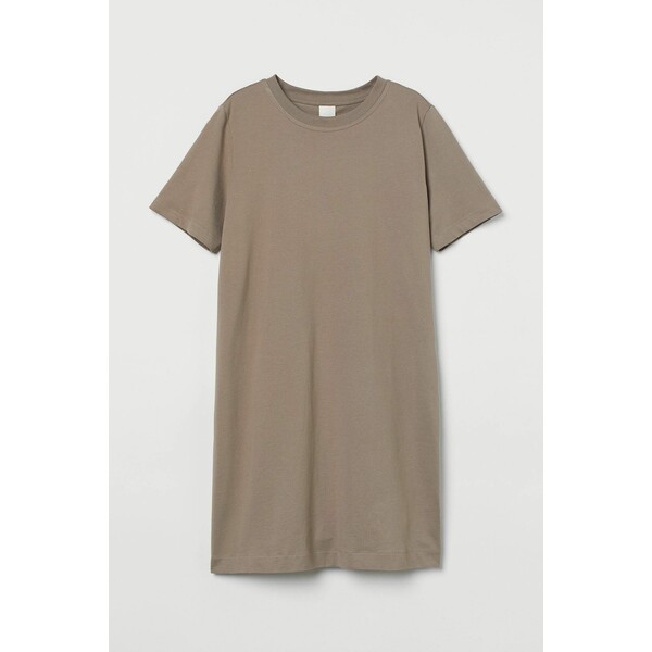 H&M Bawełniana sukienka T-shirtowa - 0841434026 Ciemny szarobeżowy