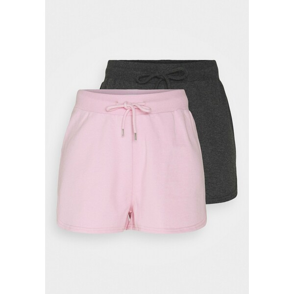 Even&Odd 2 Pack sweat shorts Szorty mottled dark grey/pink EV421A0A3