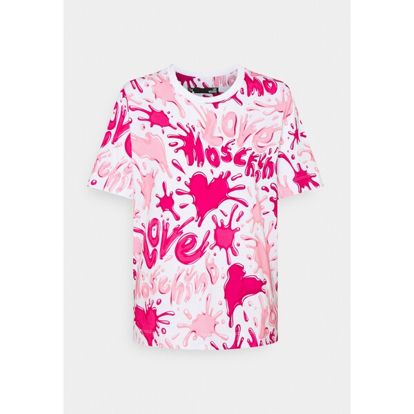 Love Moschino T-shirt z nadrukiem rosa LO921D06F