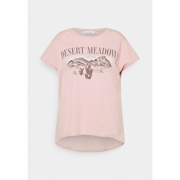 Even&Odd Curvy T-shirt z nadrukiem light pink EVB21D03N