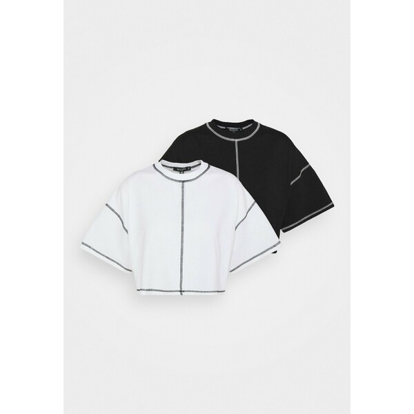 Missguided Petite CONTRAST STITCH CROP TEE 2 PACK T-shirt basic black/white M0V21D07D