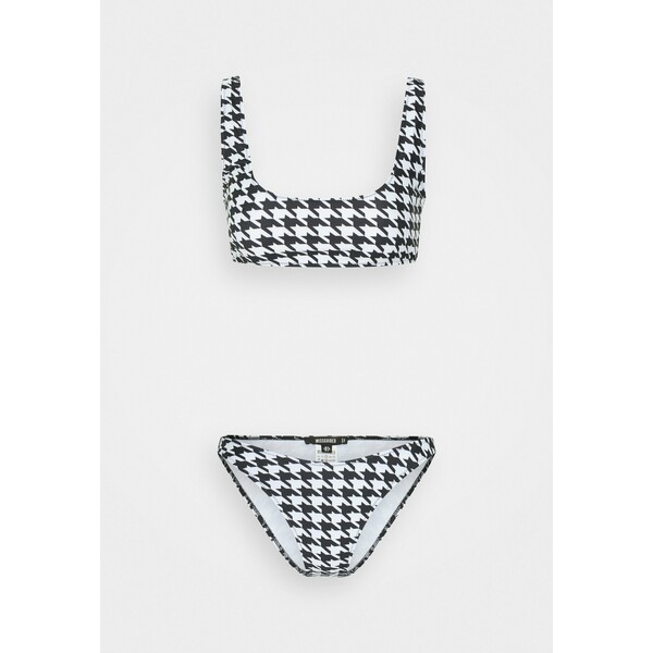 Missguided HOUNDSTOOTH SCOOP NECK AND BOOMERANG BOTTOMS SET Bikini black M0Q81L02W