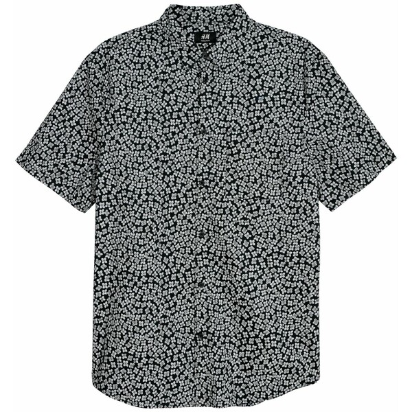 H&M Bawełniana koszula Regular Fit 0501620070 Ciemnoniebieski/Drobne kwiaty