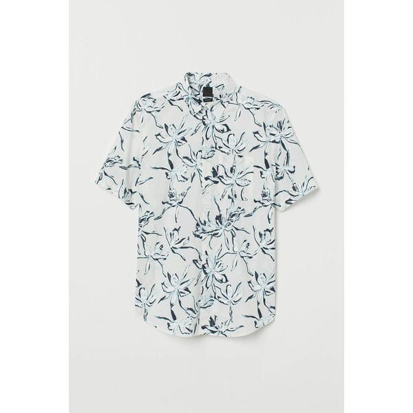 H&M Bawełniana koszula Regular Fit 0501620070 Biały/Kwiaty