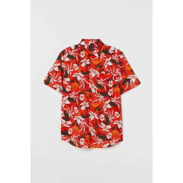 H&M Bawełniana koszula Regular Fit 0501620070 Czerwony/Kwiaty