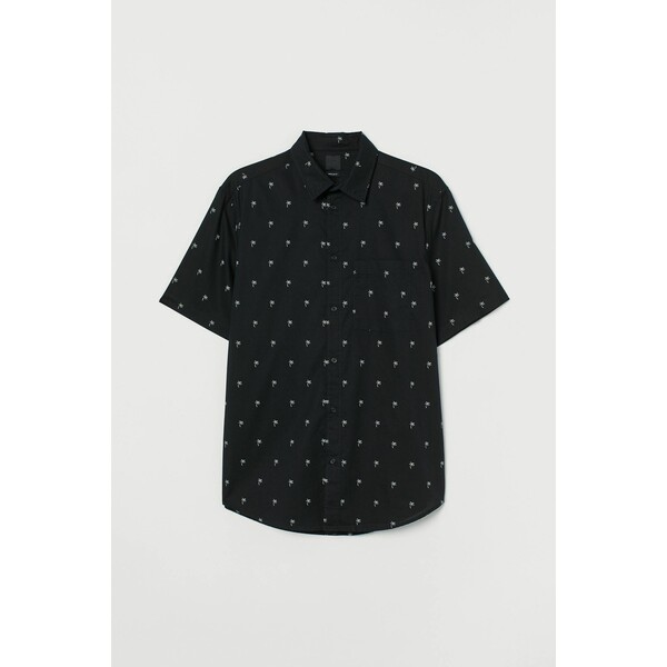 H&M Bawełniana koszula Regular Fit 0501620070 Czarny/Palmy