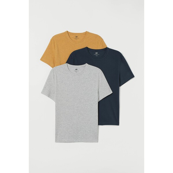 H&M T-shirt Slim Fit 3-pak 0578630046 Żółty melanż/Wielobarwny