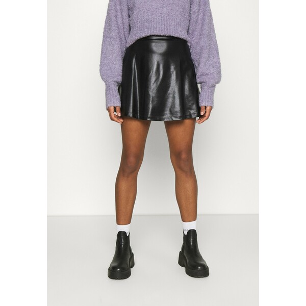 Even&Odd Mini PU Leather A-line skirt Spódnica trapezowa black EV421B0A9