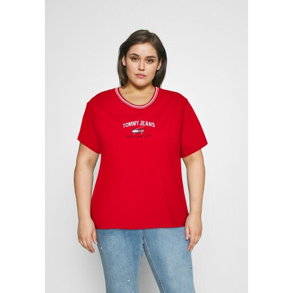 Tommy Jeans Curve TIMELESS SCRIPT TEE T-shirt z nadrukiem deep crimson T1O21D005
