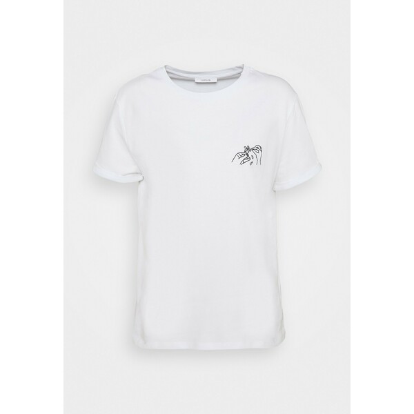 Opus SLOWO FLOWER T-shirt z nadrukiem white PC721D0DS