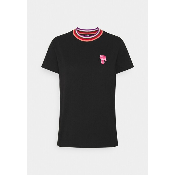 KARL LAGERFELD STRIPE IKONIK T-shirt z nadrukiem black K4821D07B