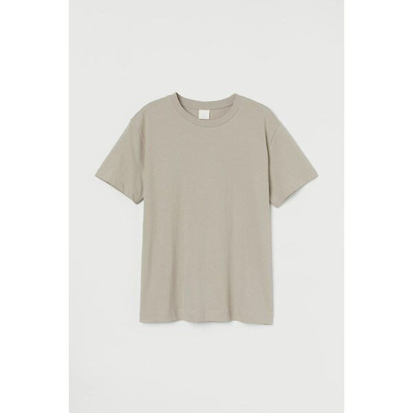 H&M Bawełniany T-shirt - 0963662096 Jasny szarobeżowy