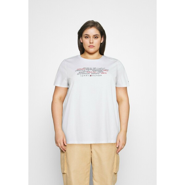 Tommy Hilfiger Curve TEE REGULAR WOMEN UNITE T-shirt z nadrukiem optic white TOY21D00Y
