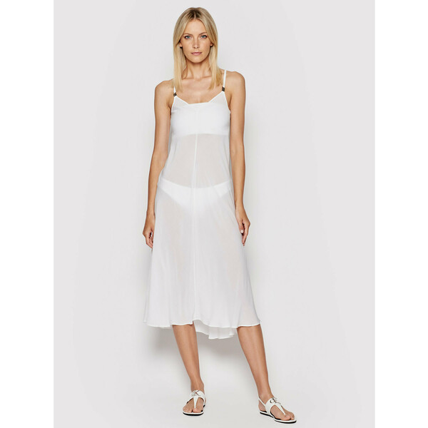 Calvin Klein Swimwear Sukienka plażowa Core Textured KW0KW01352 Biały Regular Fit