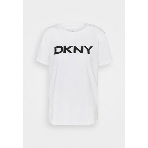 DKNY FOUNDATION LOGO TEE T-shirt z nadrukiem white DK121D011