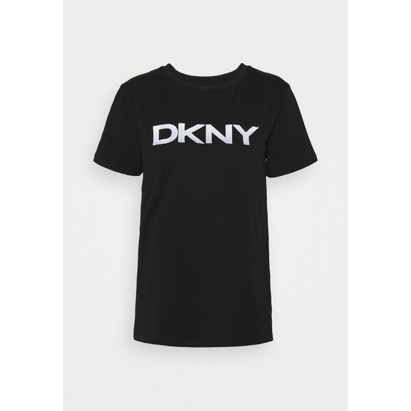 DKNY FOUNDATION LOGO TEE T-shirt z nadrukiem black DK121D011