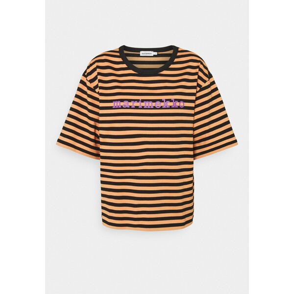 Marimekko ENSILUMI LOGO TASARAITA T-shirt z nadrukiem dark orange/black/purple M4K21D01P