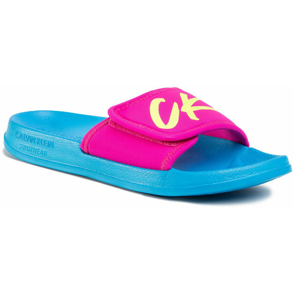 Calvin Klein Swimwear Klapki Velcro Slide KW0KW01028 Różowy