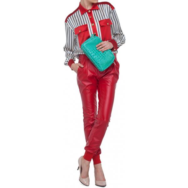 Sax35th by Alicja Czarniecka Czerwone spodnie ze skóry ekologicznej