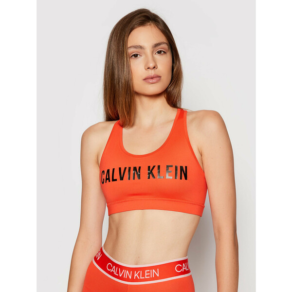 Calvin Klein Performance Biustonosz sportowy Medium Support 00GWF0K157 Pomarańczowy