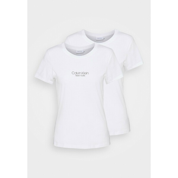 Calvin Klein SLIM FIT 2 PACK T-shirt z nadrukiem white 6CA21D03F