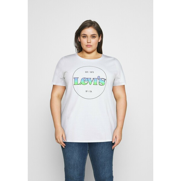Levi's® Plus PERFECT TEE T-shirt z nadrukiem circle gradient white L0M21D017