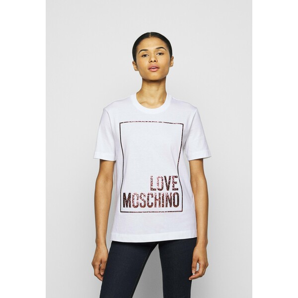 Love Moschino T-shirt z nadrukiem optical white LO921D063
