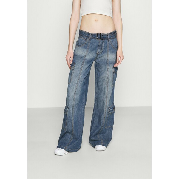 Jaded London SKATER CARGO WITH BELT Jeansy Relaxed Fit blue JL021N00Y