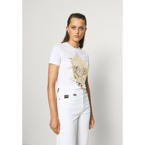 Versace Jeans Couture T-shirt z nadrukiem white/gold VEI21D02S