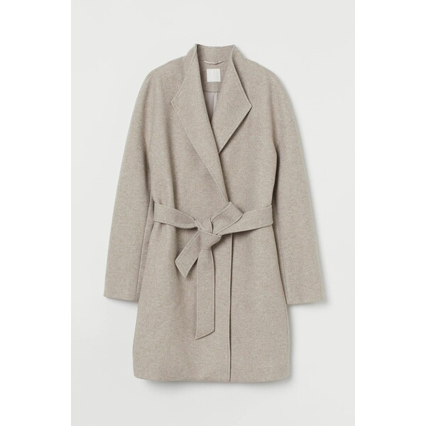 H&M Krótki płaszcz 0942060001 Beżowy melanż