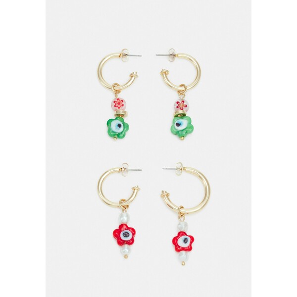 Pieces PCFLOWINA EARRINGS 2 PACK Kolczyki gold coloured/green PE351L1AY