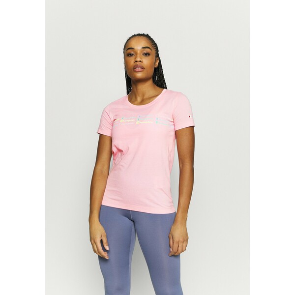 Champion CREWNECK T-shirt z nadrukiem pink C7641D03D