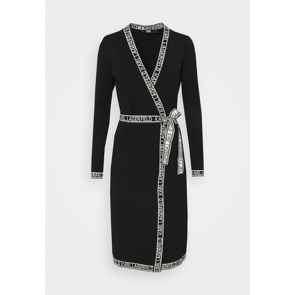 KARL LAGERFELD WRAP DRESS Sukienka dzianinowa black K4821C042