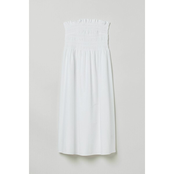 H&M Sukienka z marszczeniem - Bez rękawów - Midi - 0985777012 Biały