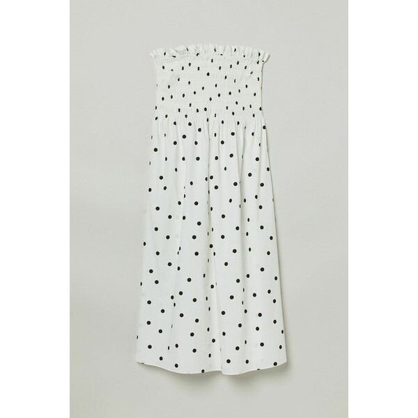 H&M Sukienka z marszczeniem - Bez rękawów - Midi - 0985777012 Biały/Czarne kropki