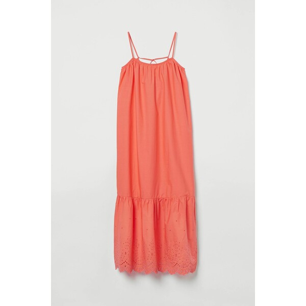 H&M Długa sukienka z popeliny 0965554001 Koralowy