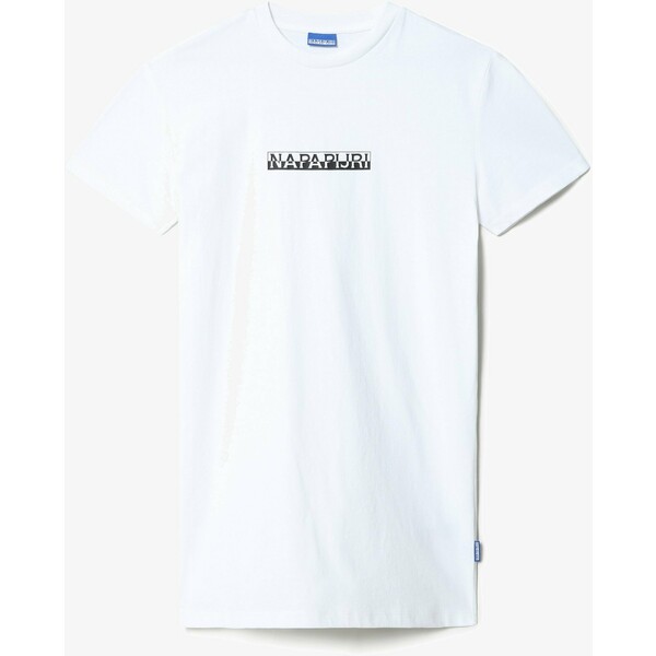 Napapijri S-BOX LONG T-shirt z nadrukiem bright white NA621D04T