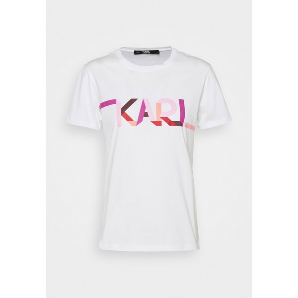 KARL LAGERFELD STRIPE LOGO T-shirt z nadrukiem white K4821D07E