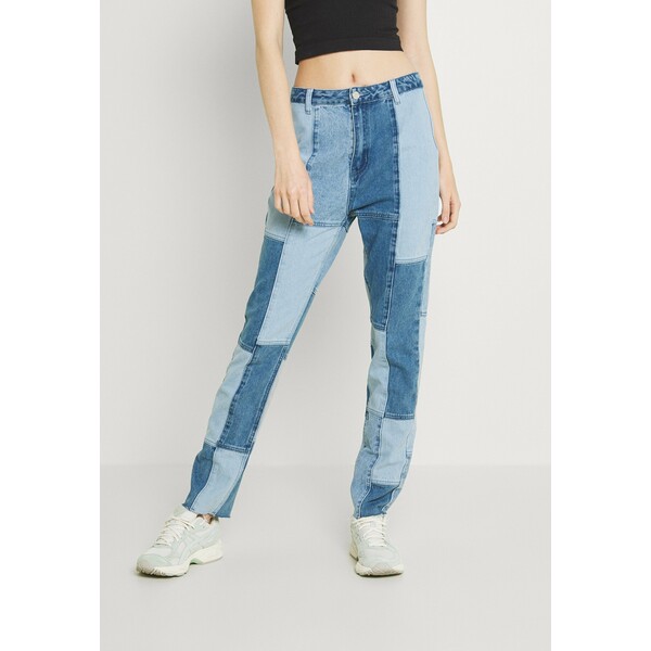 Missguided PATCHWORK Jeansy Straight Leg blue M0Q21N09G
