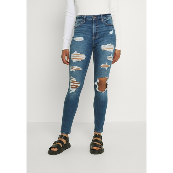 Hollister Co. CURVY MED SHRED Jeansy Skinny Fit blue H0421N04X