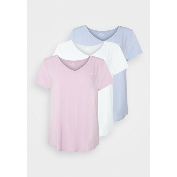 Hollister Co. EASY MULTIPACK 3 PACK T-shirt basic white/pink mist/xenon blue H0421D0D1