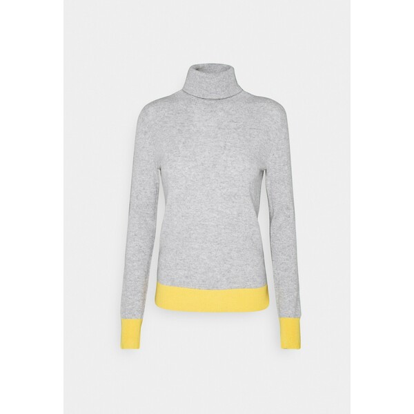 pure cashmere TURTLENECK COLOR BLOCK Sweter light grey/yellow PUG21I00L