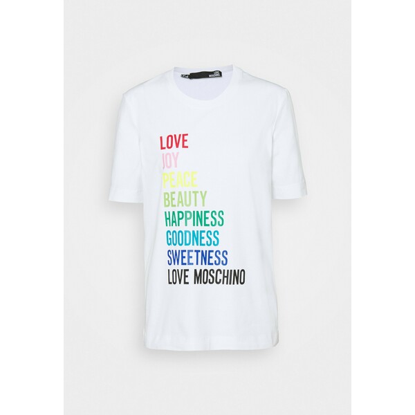 Love Moschino T-shirt z nadrukiem optical white LO921D06G
