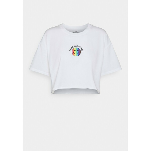 Hollister Co. PRIDE CROP DAD TEE T-shirt z nadrukiem white H0421D0CE