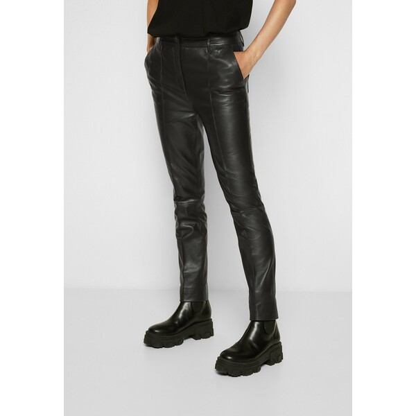Victoria Victoria Beckham STRAIGHT LEG TROUSER Spodnie skórzane black VIT21A014
